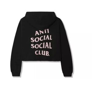 Anti Social Social Club Black Hoodie with Pink Text